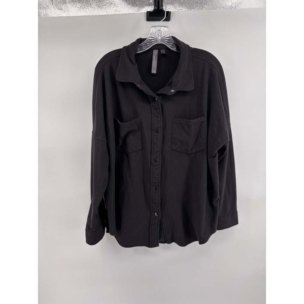 Mondetta Women's Black Long Sleeve Button Down Shirt Jacket XL Oversized
